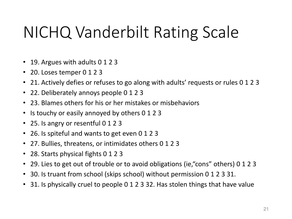 nichq vanderbilt rating scale