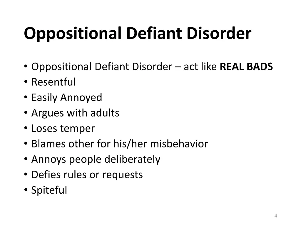 oppositional defiant disorder