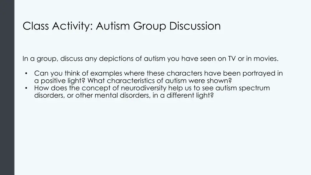 class activity autism group discussion