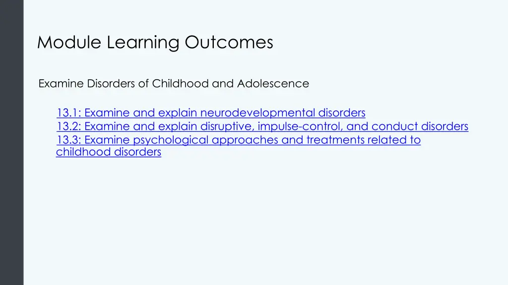 module learning outcomes