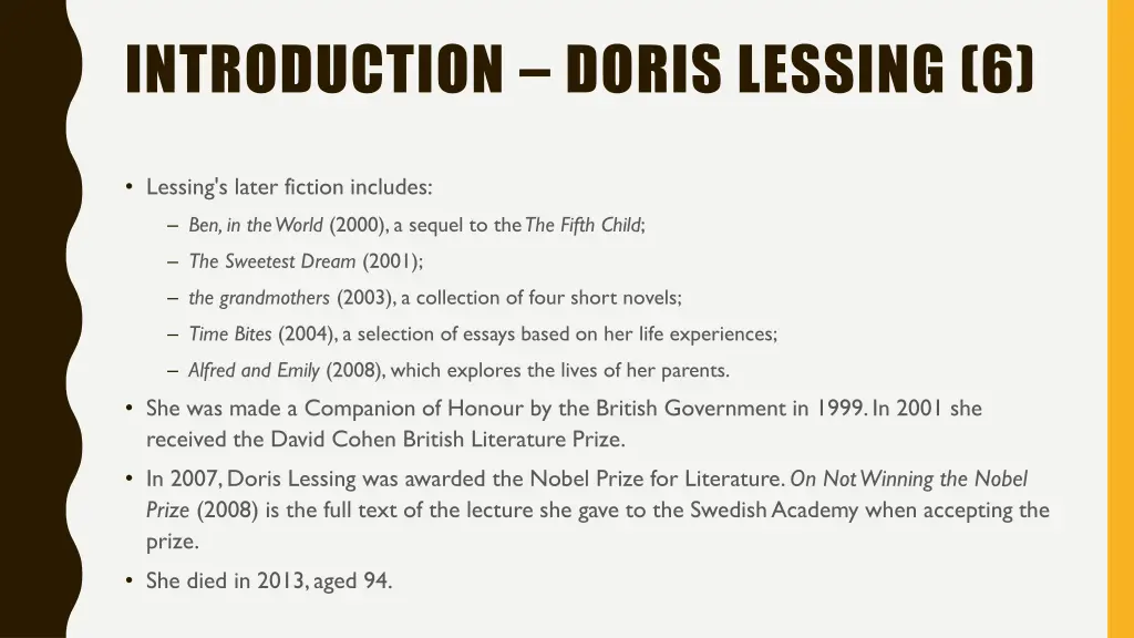 introduction doris lessing 6