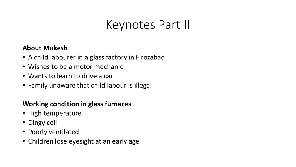 keynotes part ii