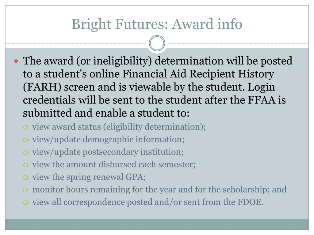 bright futures award info