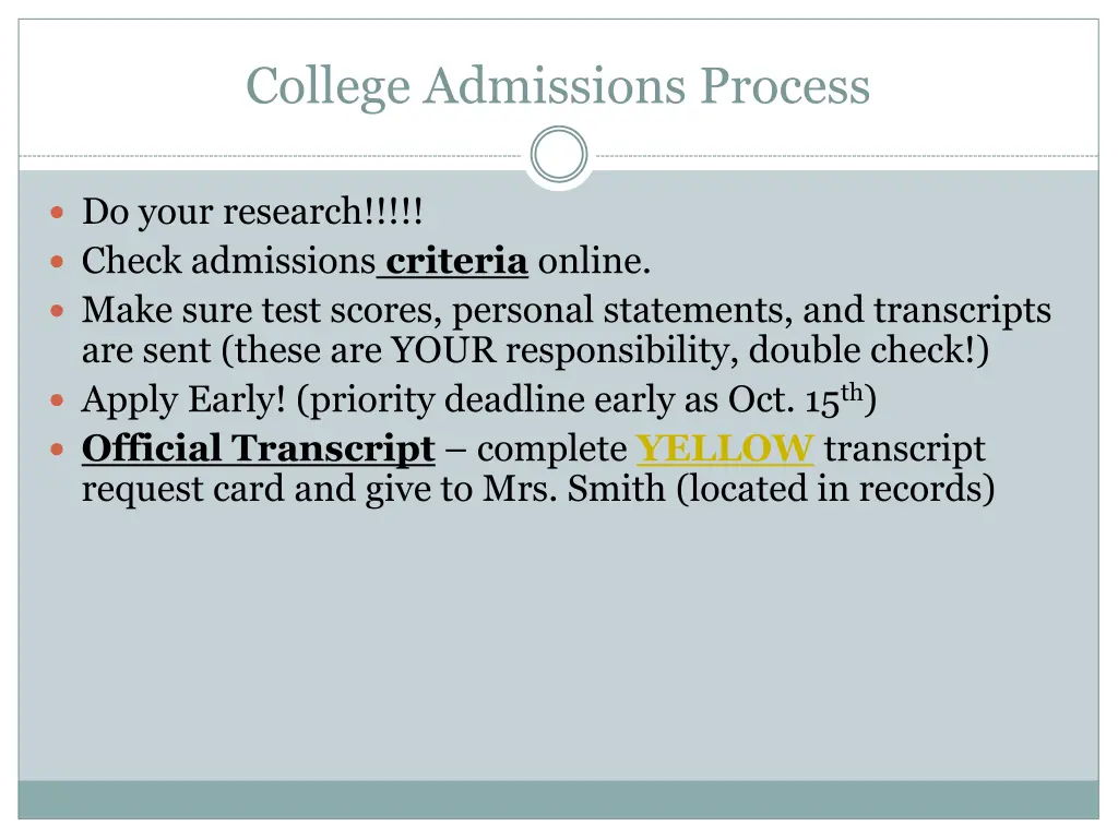 college admissions process