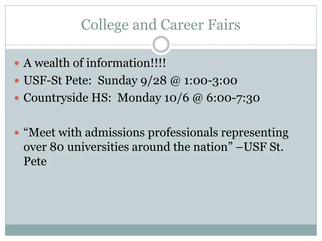 college and career fairs