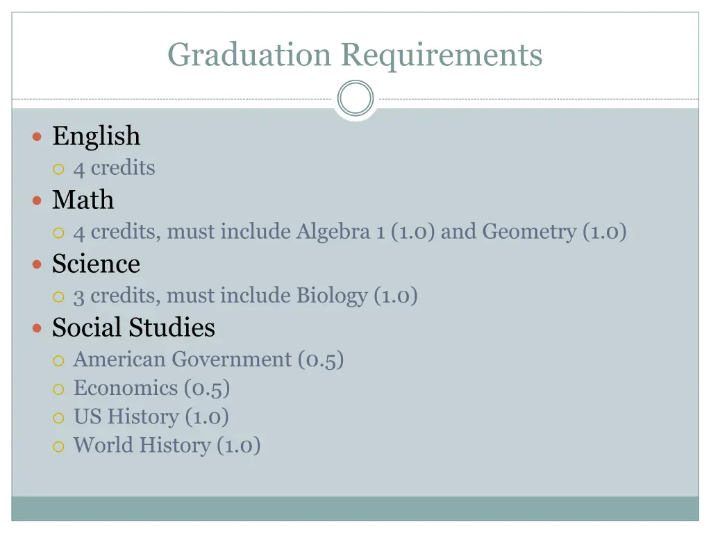 graduation requirements 1