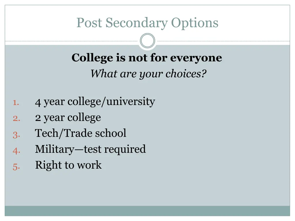 post secondary options