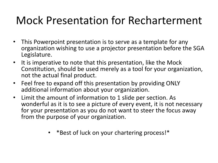 mock presentation for recharterment