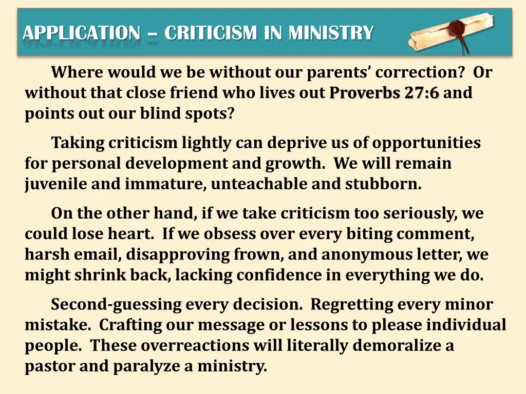 application criticism in ministry 2