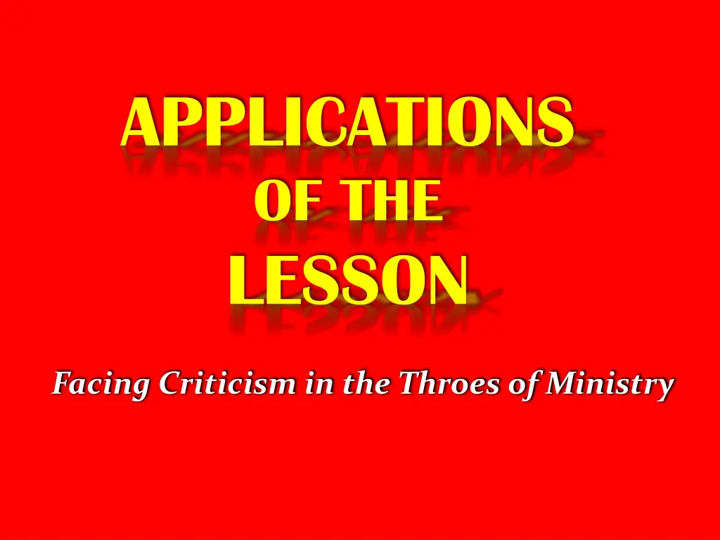 applications of the lesson