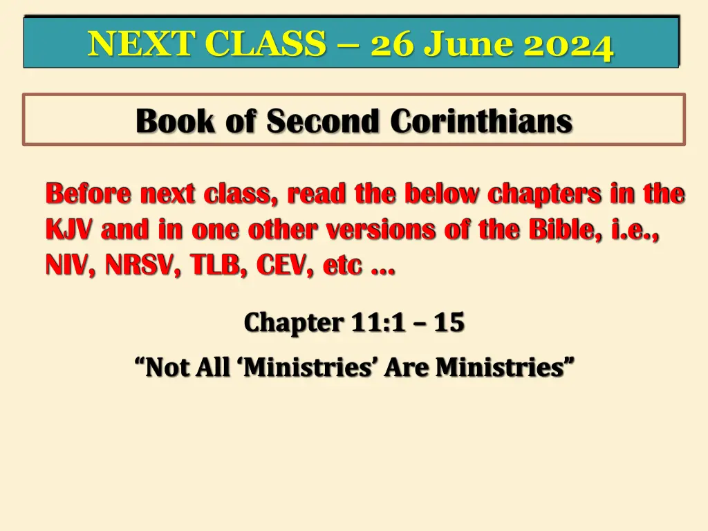 next class 26 june 2024