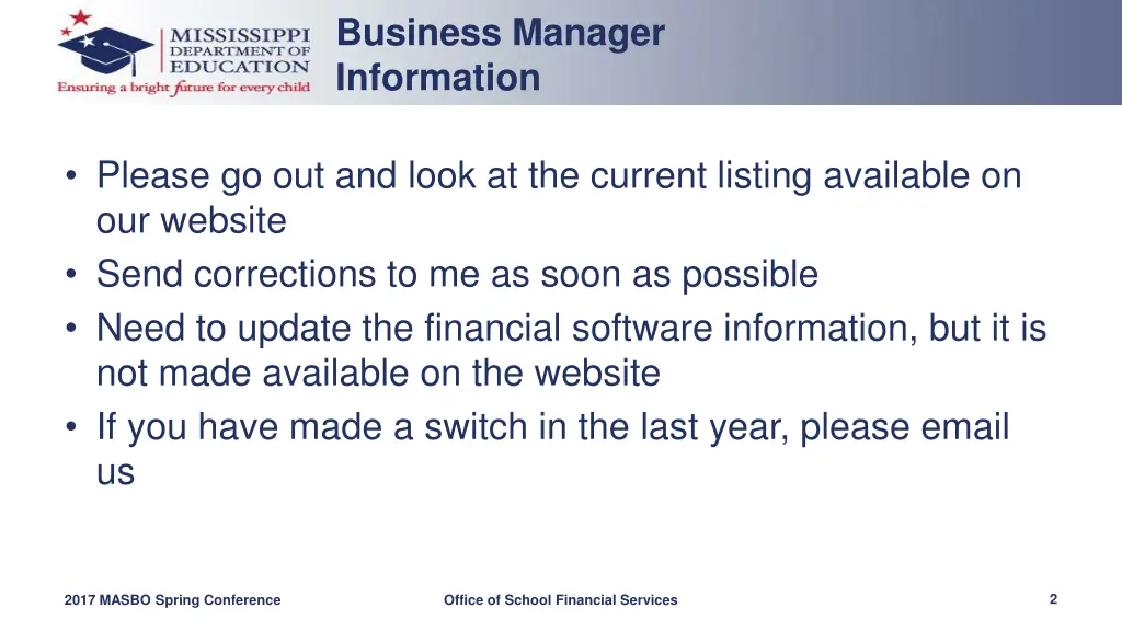 business manager information