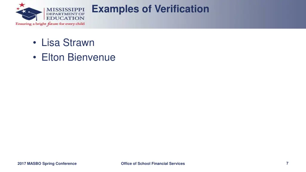 examples of verification