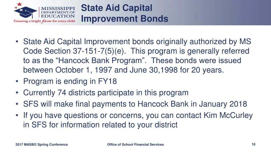 state aid capital improvement bonds