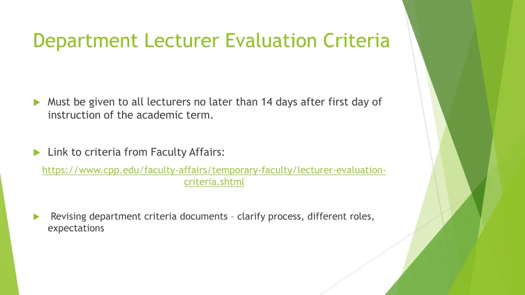 department lecturer evaluation criteria