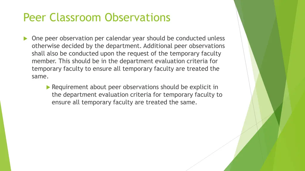 peer classroom observations