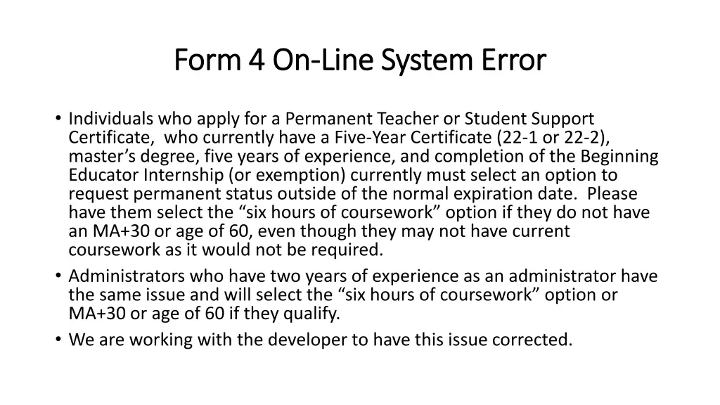 form 4 on form 4 on line system error line system