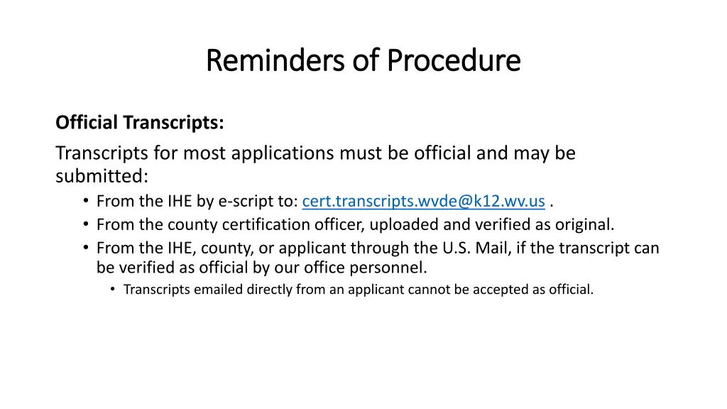 reminders of procedure reminders of procedure 1