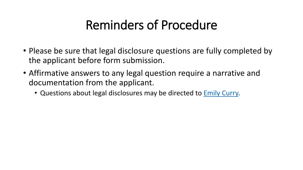 reminders of procedure reminders of procedure 2