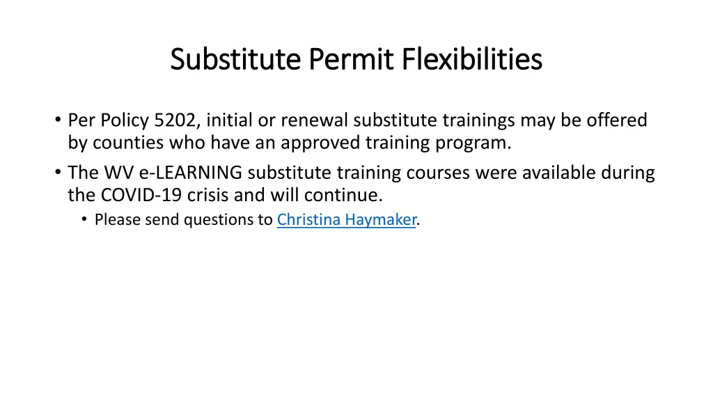 substitute permit flexibilities substitute permit