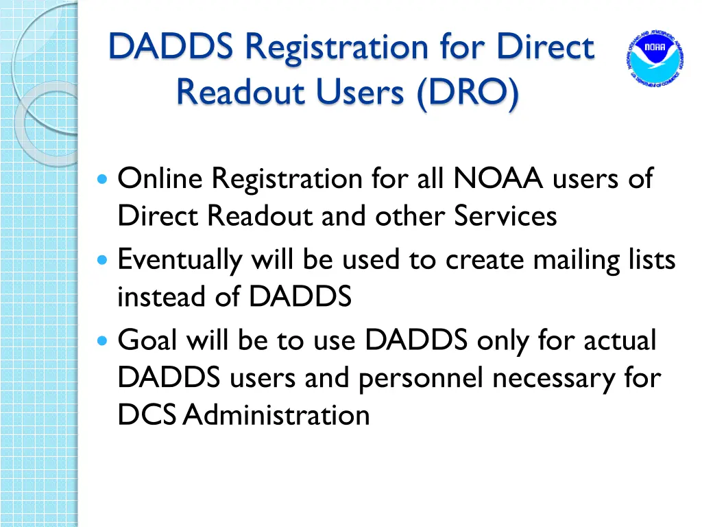 dadds registration for direct readout users dro