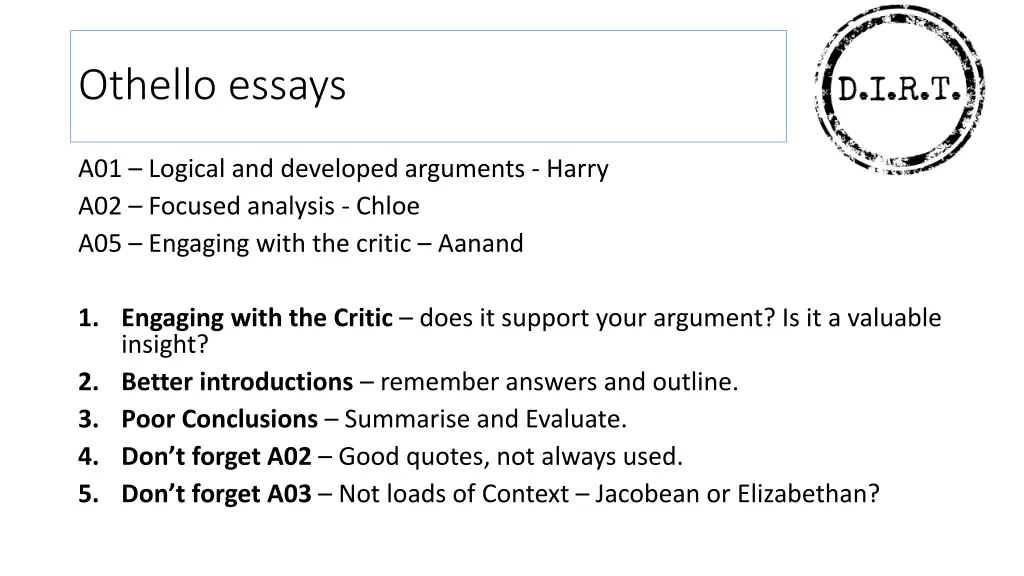 othello essays