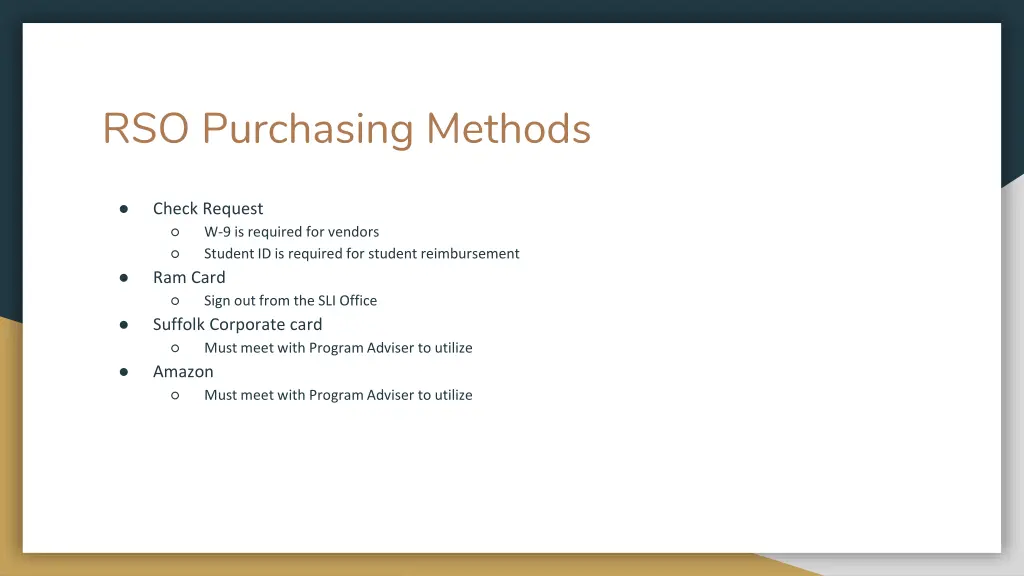 rso purchasing methods