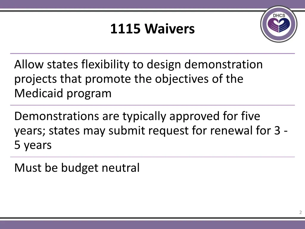 1115 waivers