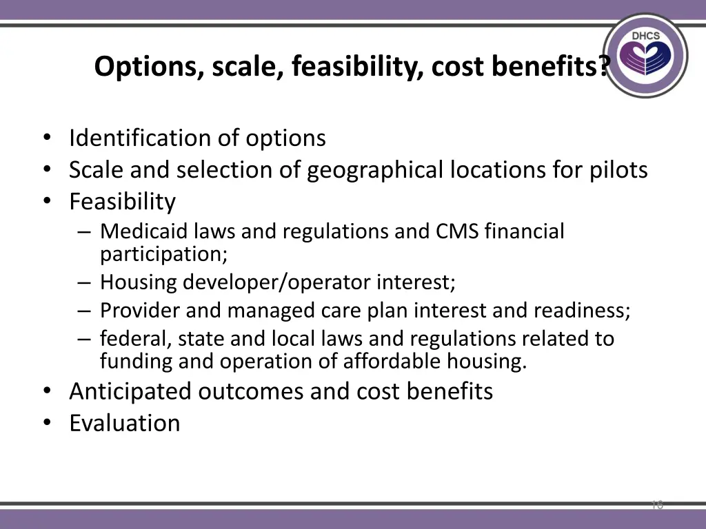 options scale feasibility cost benefits