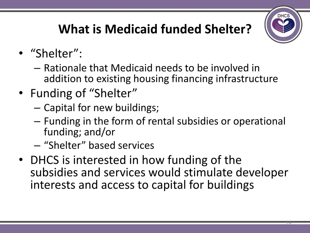 what is medicaid funded shelter