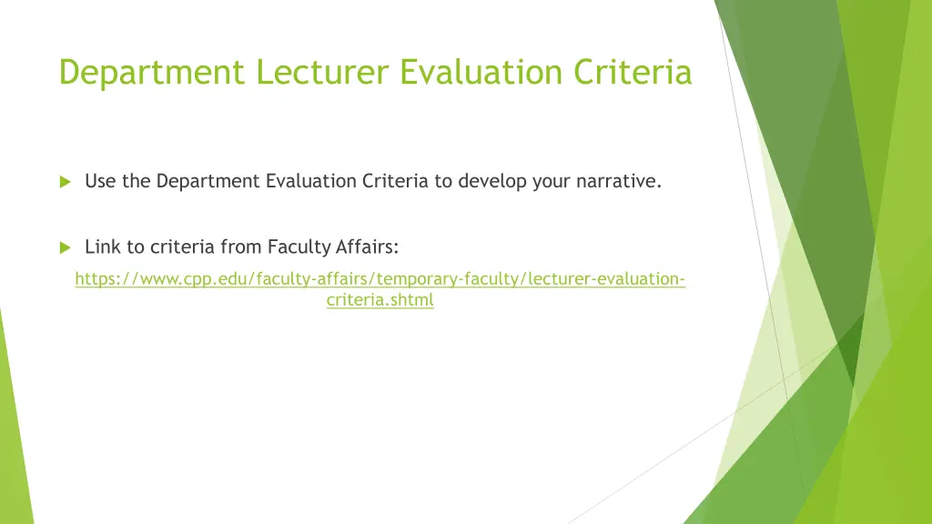 department lecturer evaluation criteria