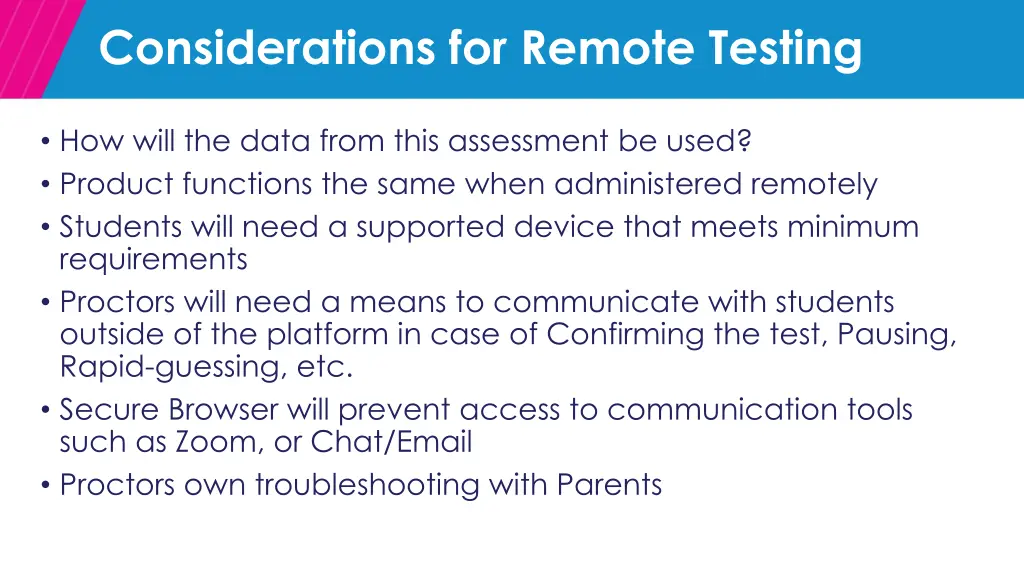 considerations for remote testing