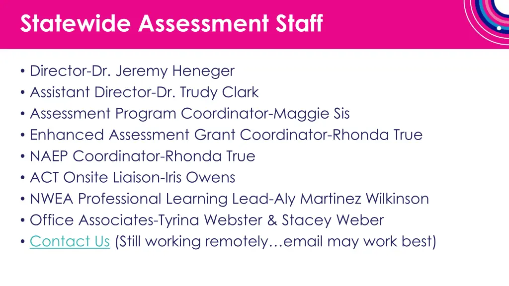 statewide assessment staff