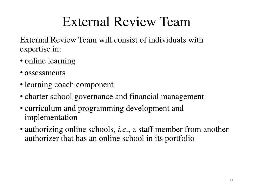 external review team