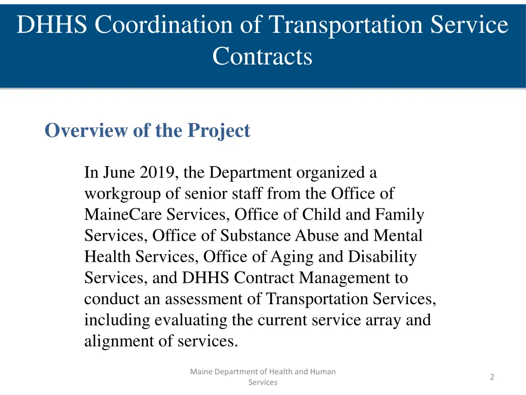 dhhs coordination of transportation service