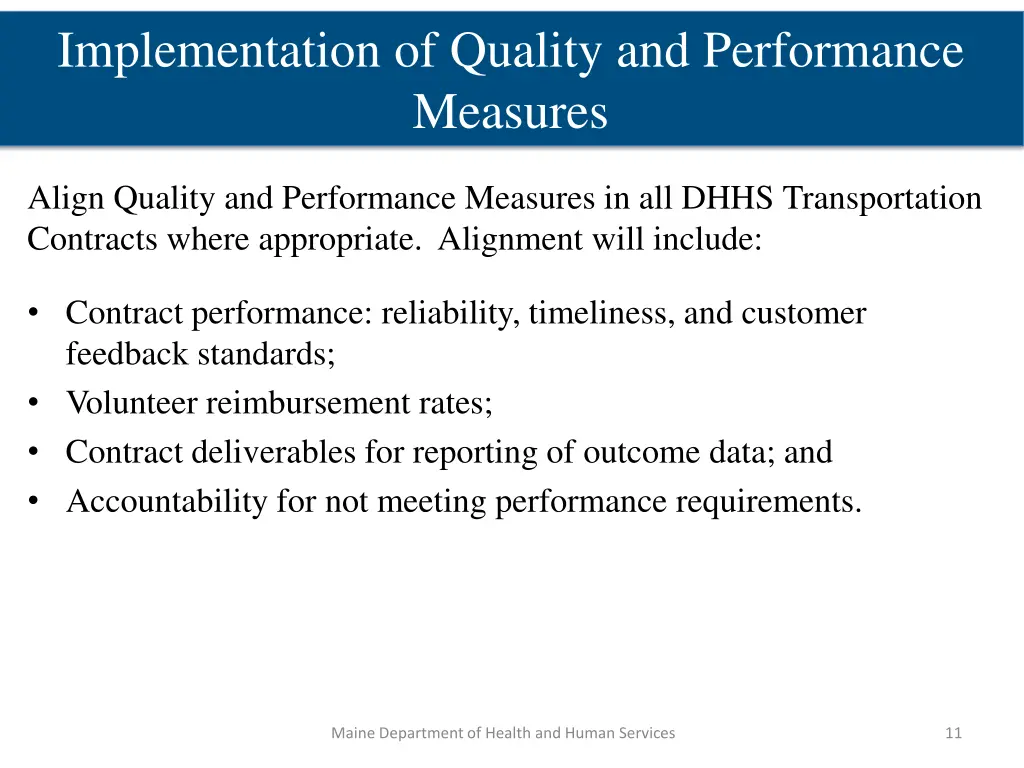 implementation of quality and performance measures