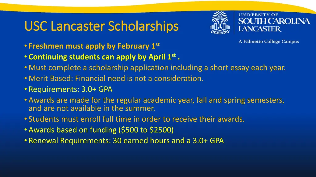 usc lancaster scholarships usc lancaster