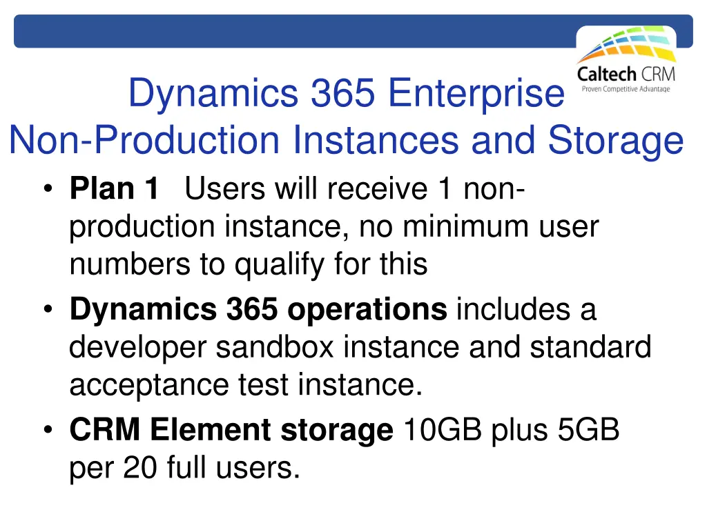 dynamics 365 enterprise non production instances