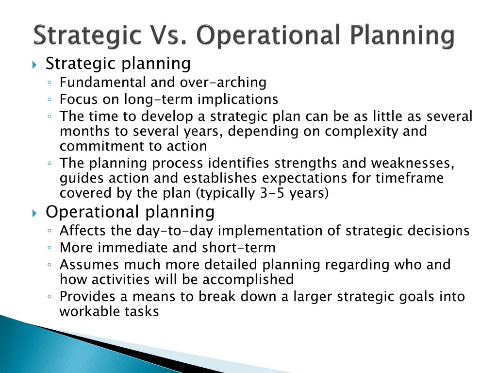 strategic planning fundamental and over arching