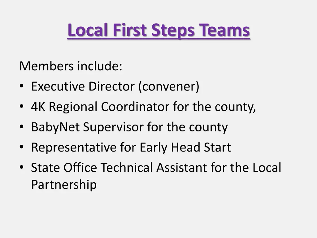 local first steps teams