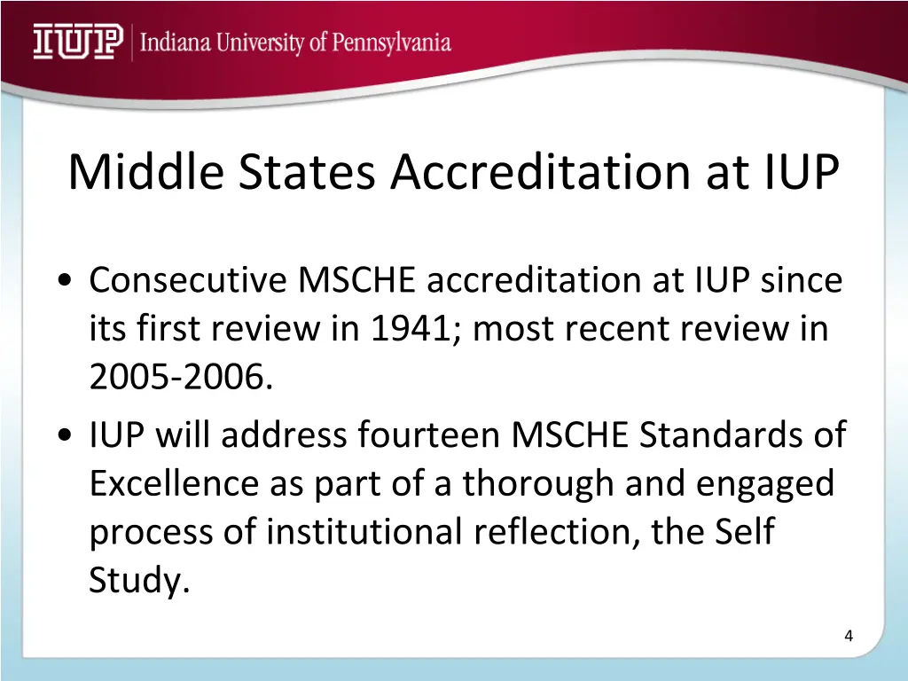 middle states accreditation at iup