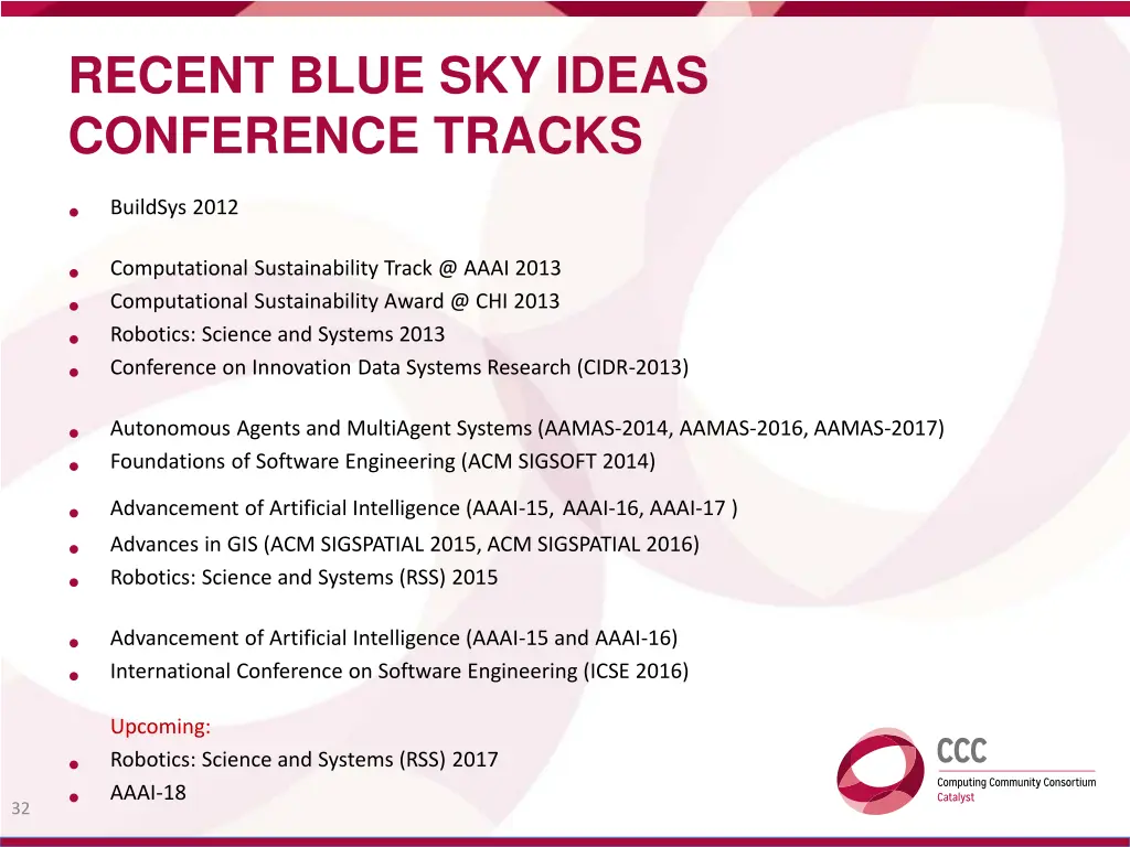 recent blue sky ideas conference tracks