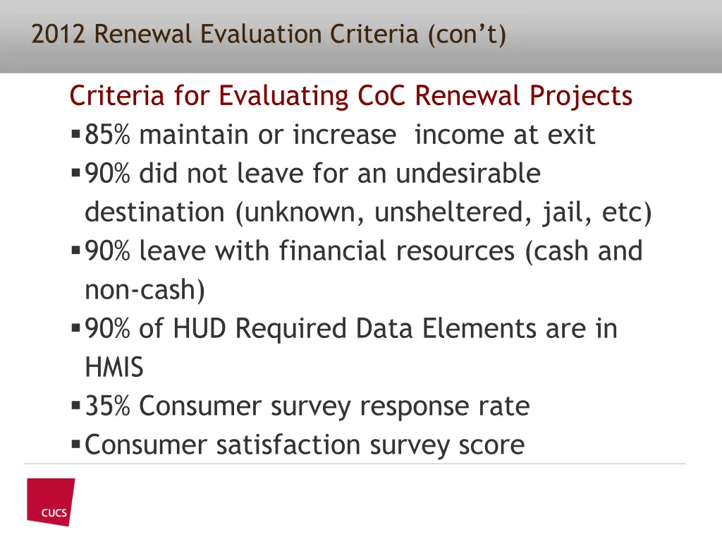 2012 renewal evaluation criteria con t