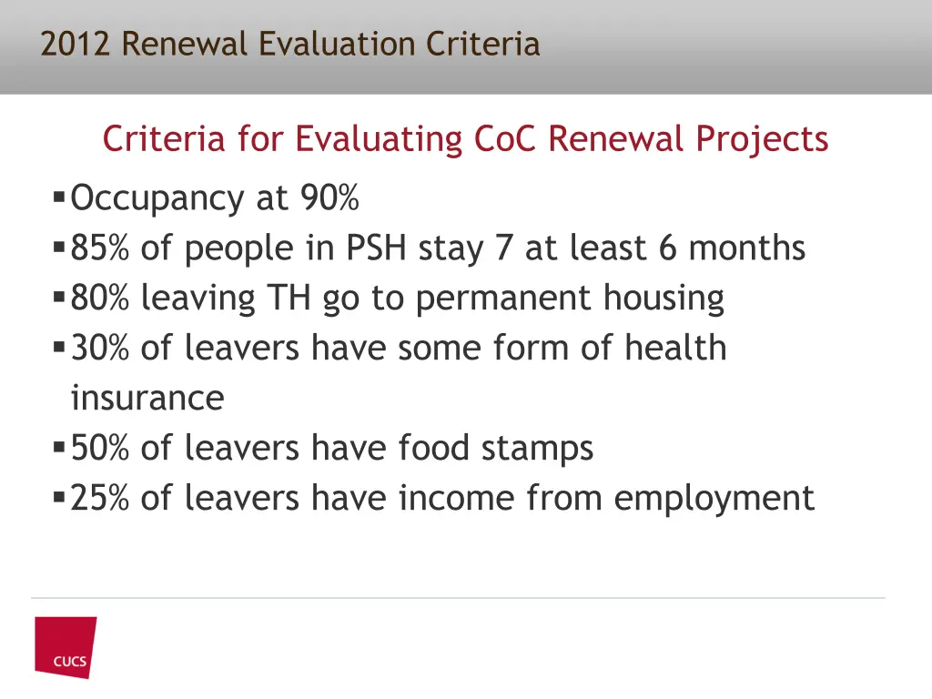 2012 renewal evaluation criteria