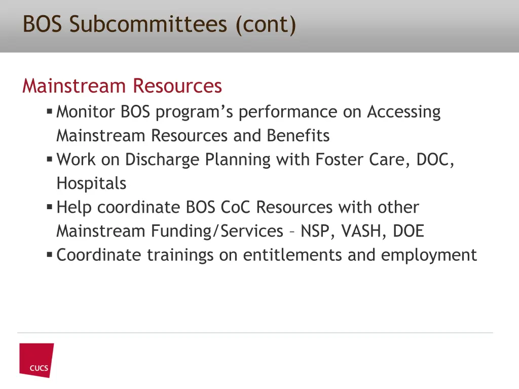 bos subcommittees cont