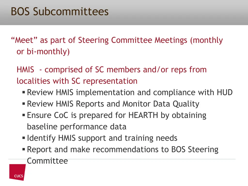 bos subcommittees