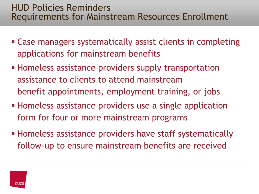 hud policies reminders requirements