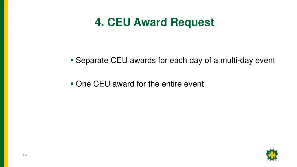 4 ceu award request