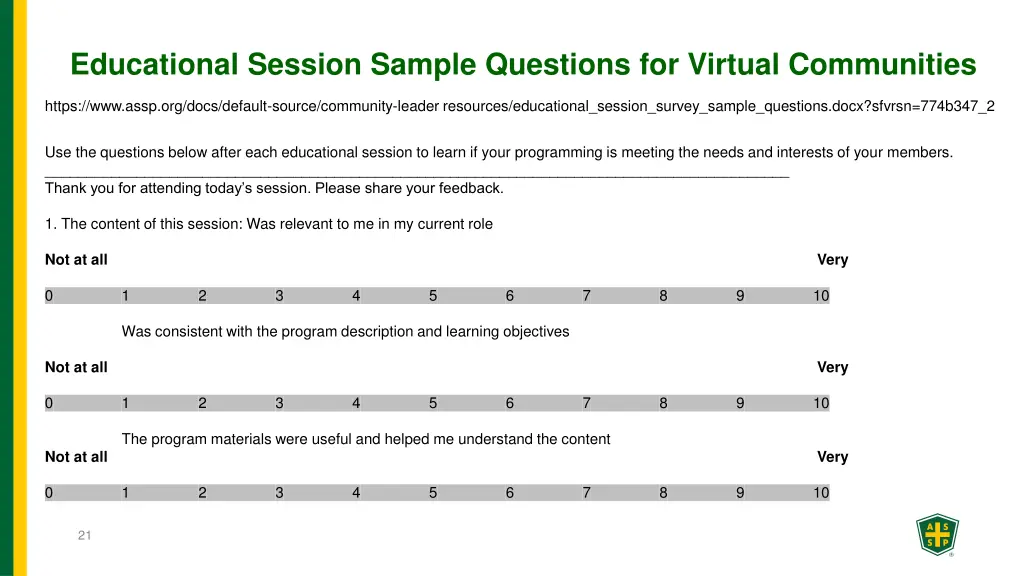 educational session sample questions for virtual