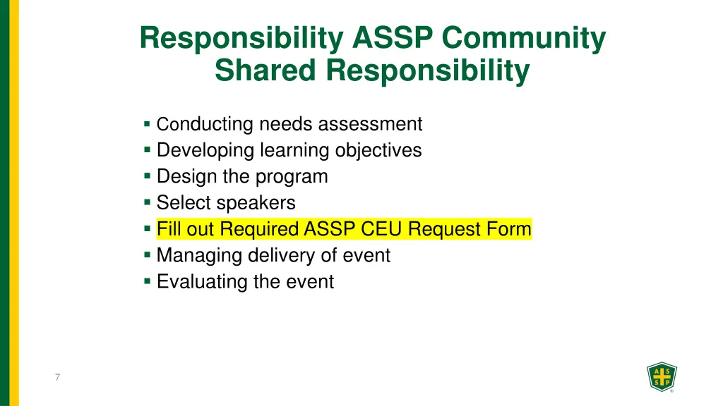 responsibility assp community shared